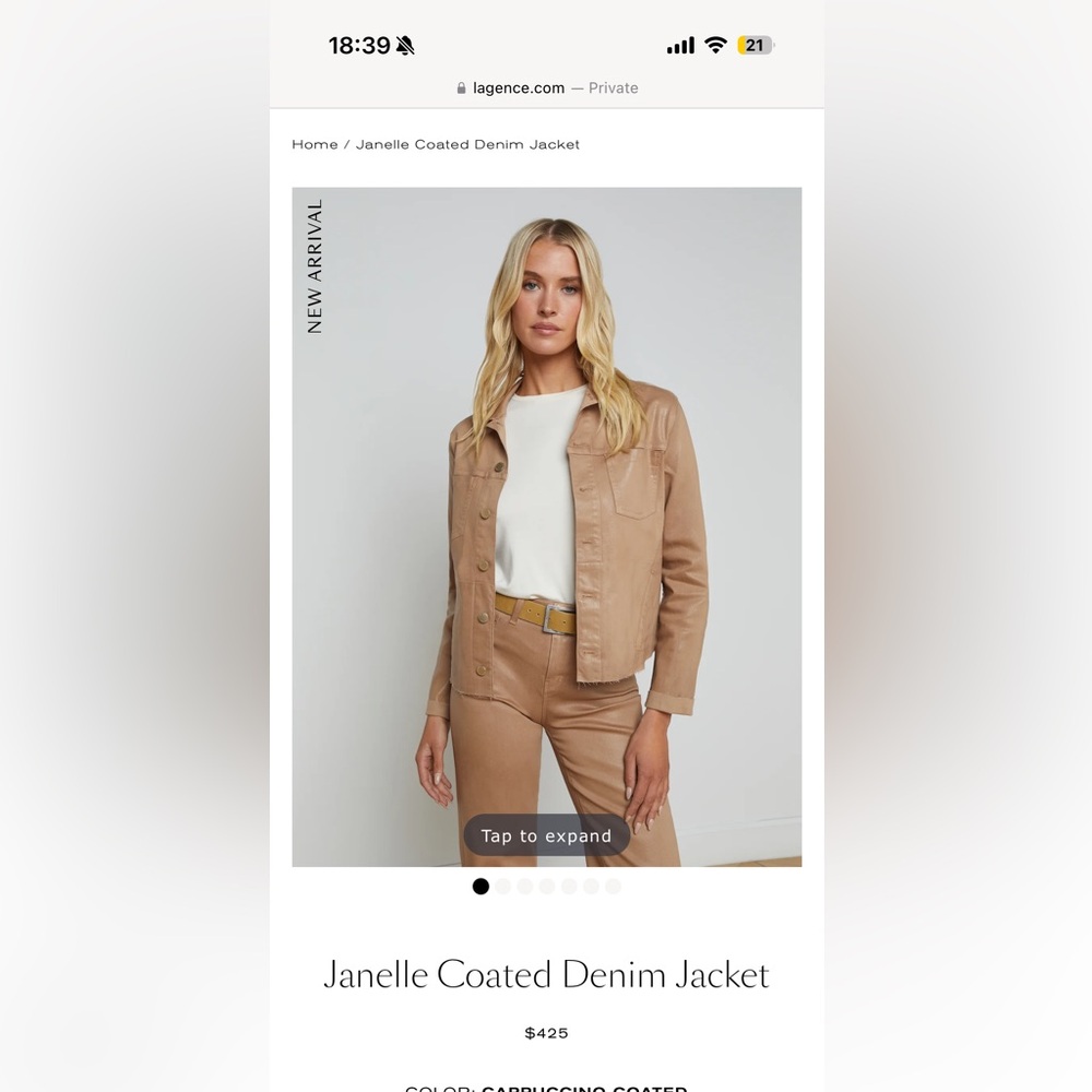 L’AGENCE brown coated denim jacket